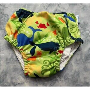 iPlay Little Boy Toddler Ocean Reusable Swim Diaper, Size 18 months